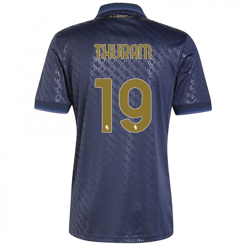 Enfant Maillot Khéphren Thuram #19 Bleu Marine Troisieme 2024/25 T-Shirt Belgique