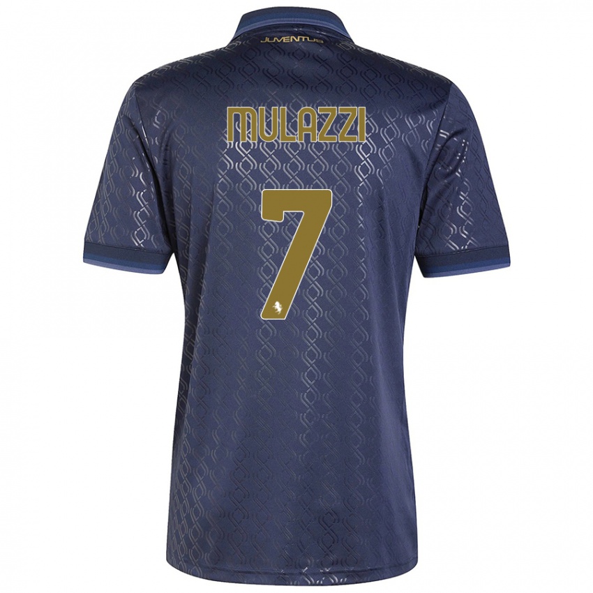 Enfant Maillot Gabriele Mulazzi #7 Bleu Marine Troisieme 2024/25 T-Shirt Belgique