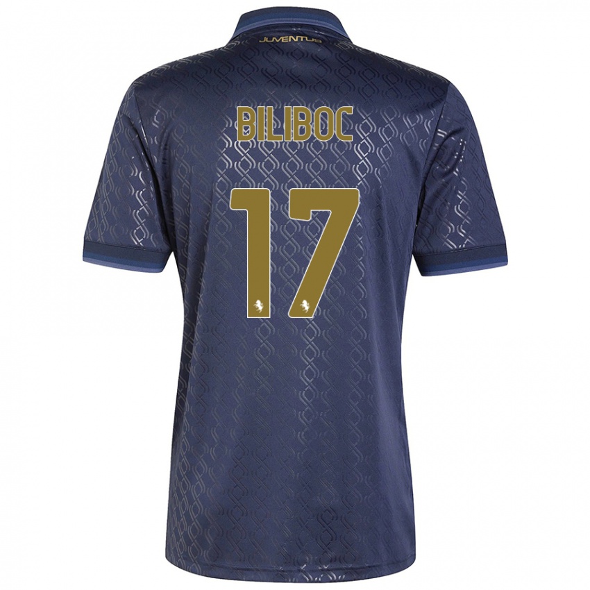 Enfant Maillot Lorenzo Biliboc #17 Bleu Marine Troisieme 2024/25 T-Shirt Belgique