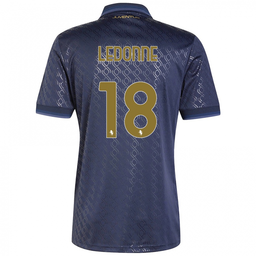 Enfant Maillot Nicolò Ledonne #18 Bleu Marine Troisieme 2024/25 T-Shirt Belgique