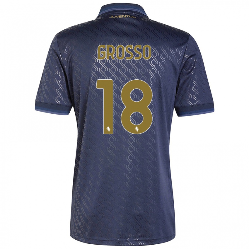 Enfant Maillot Filippo Grosso #18 Bleu Marine Troisieme 2024/25 T-Shirt Belgique