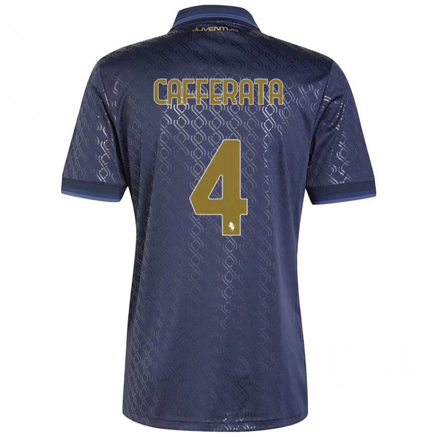 Enfant Maillot Federica Cafferata #4 Bleu Marine Troisieme 2024/25 T-Shirt Belgique