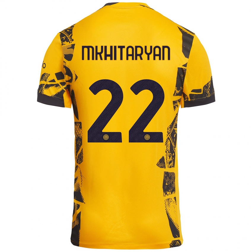 Enfant Maillot Henrikh Mkhitaryan #22 Doré Noir Troisieme 2024/25 T-Shirt Belgique