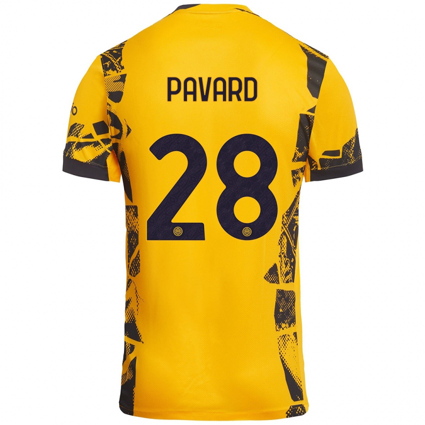 Enfant Maillot Benjamin Pavard #28 Doré Noir Troisieme 2024/25 T-Shirt Belgique