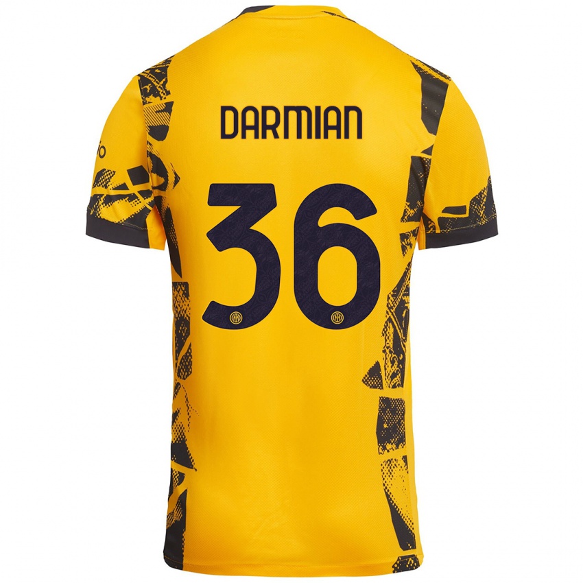 Enfant Maillot Matteo Darmian #36 Doré Noir Troisieme 2024/25 T-Shirt Belgique