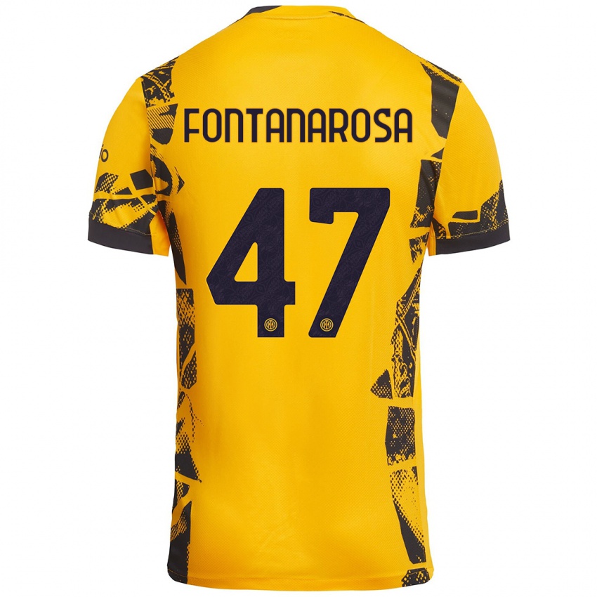 Enfant Maillot Alessandro Fontanarosa #47 Doré Noir Troisieme 2024/25 T-Shirt Belgique