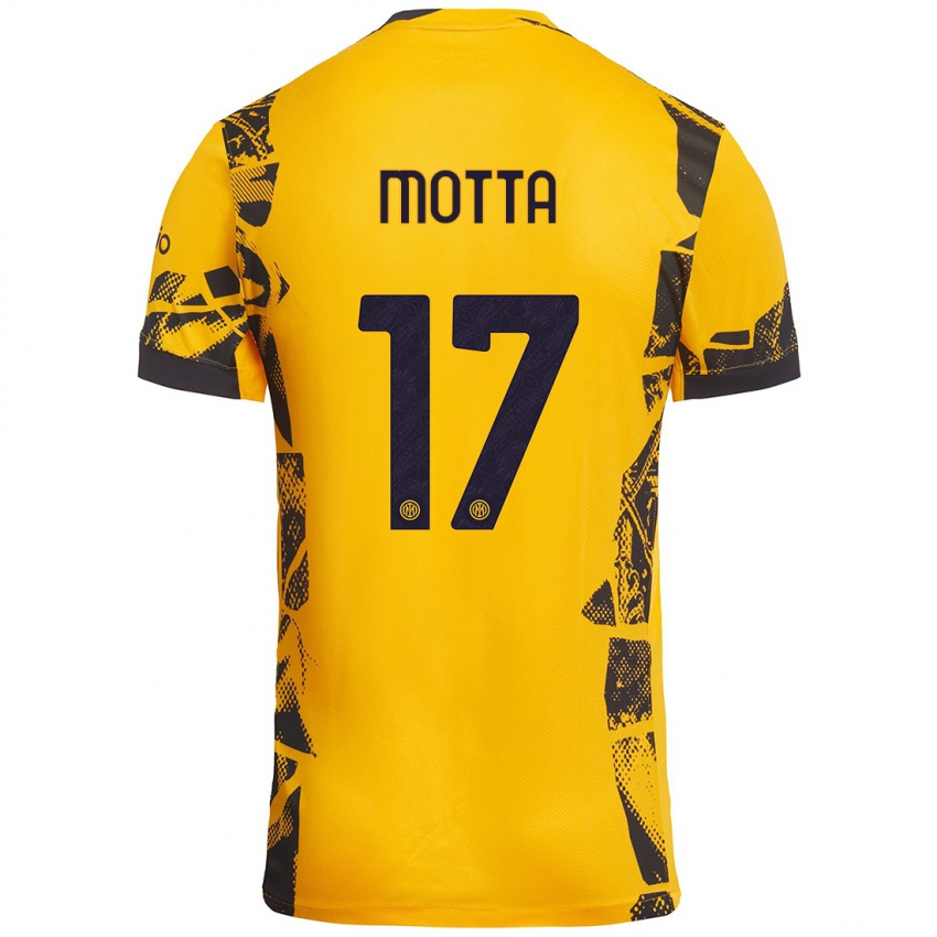 Enfant Maillot Matteo Motta #17 Doré Noir Troisieme 2024/25 T-Shirt Belgique