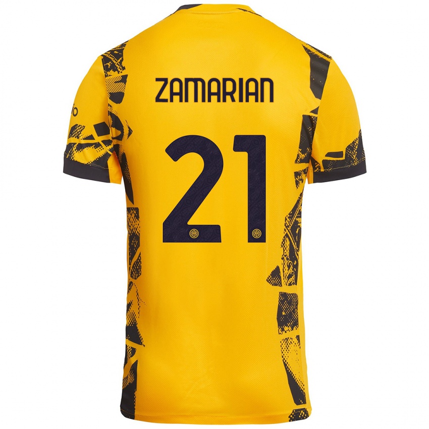 Enfant Maillot Matteo Zamarian #21 Doré Noir Troisieme 2024/25 T-Shirt Belgique