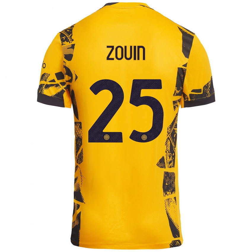 Enfant Maillot Aymen Zouin #25 Doré Noir Troisieme 2024/25 T-Shirt Belgique