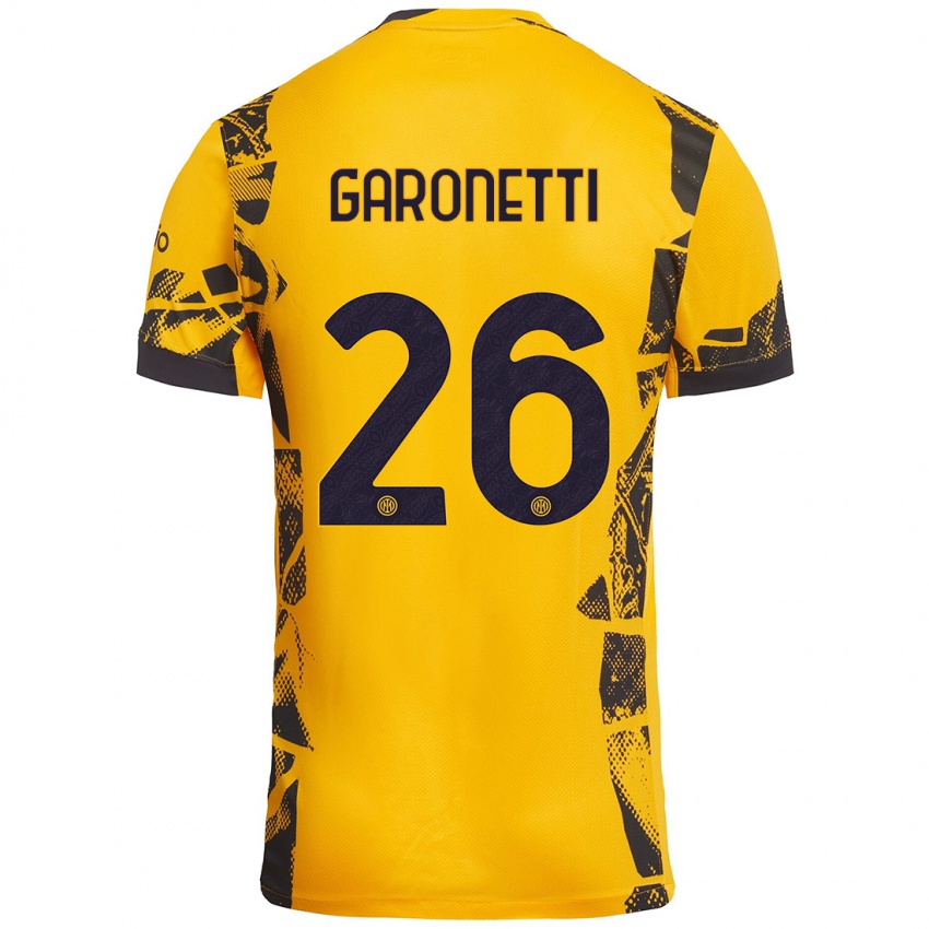 Enfant Maillot Gabriele Garonetti #26 Doré Noir Troisieme 2024/25 T-Shirt Belgique