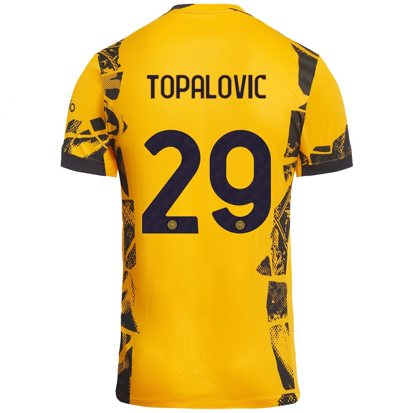 Enfant Maillot Luka Topalovic #29 Doré Noir Troisieme 2024/25 T-Shirt Belgique