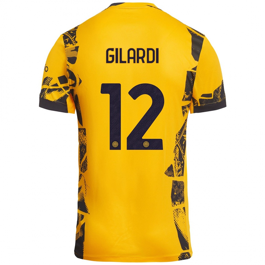 Kinderen Astrid Gilardi #12 Goud Zwart Thuisshirt Derde Tenue 2024/25 T-Shirt België