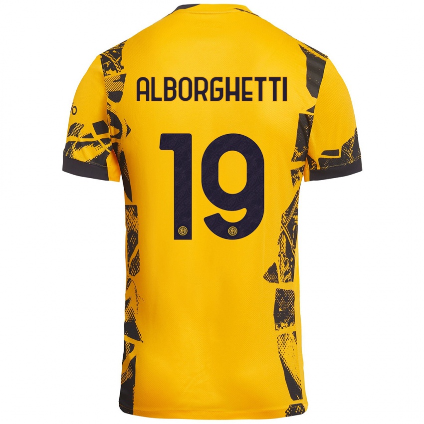 Kinderen Lisa Alborghetti #19 Goud Zwart Thuisshirt Derde Tenue 2024/25 T-Shirt België