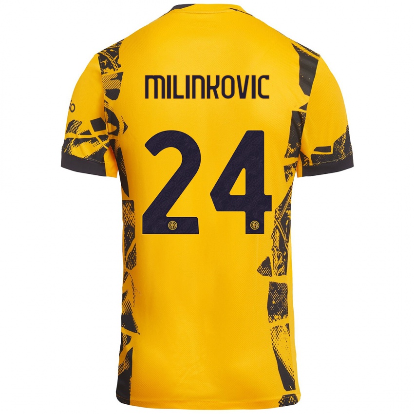 Enfant Maillot Marija Milinković #24 Doré Noir Troisieme 2024/25 T-Shirt Belgique