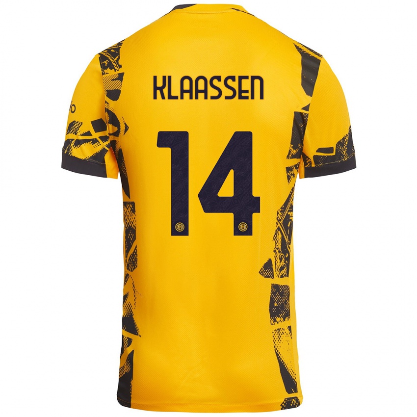 Enfant Maillot Davy Klaassen #14 Doré Noir Troisieme 2024/25 T-Shirt Belgique