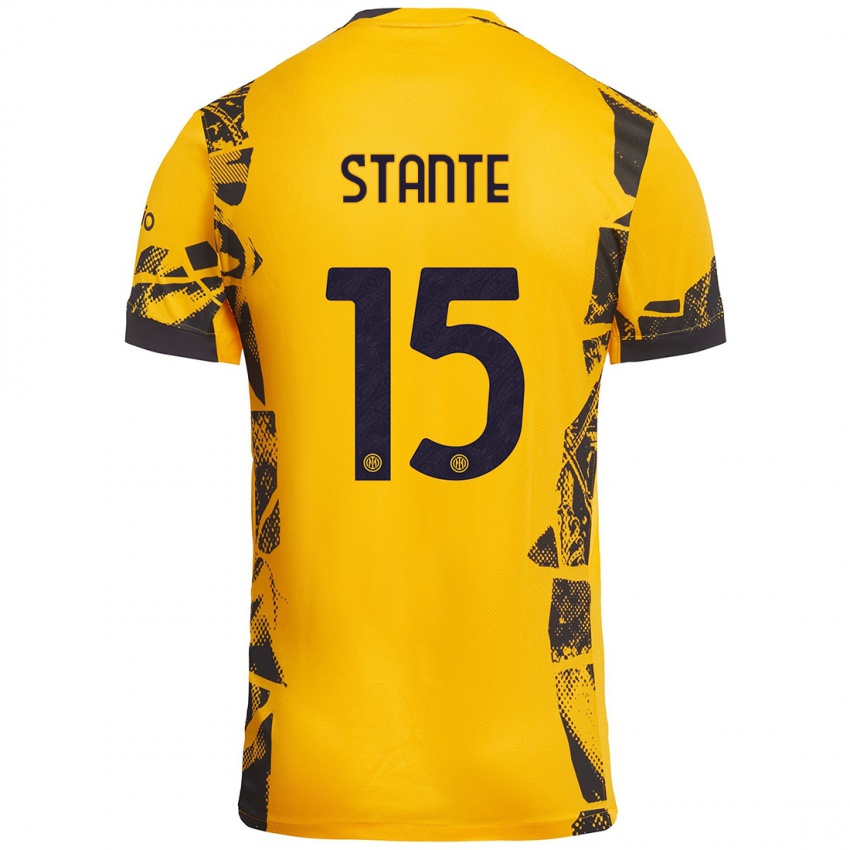 Enfant Maillot Francesco Stante #15 Doré Noir Troisieme 2024/25 T-Shirt Belgique