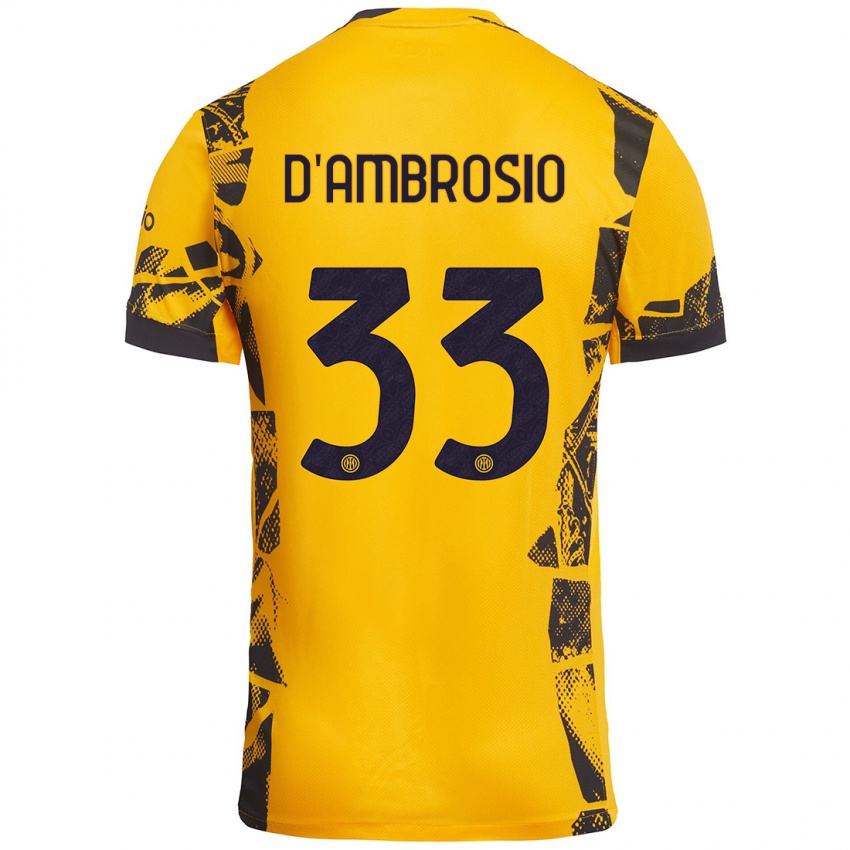 Enfant Maillot Danilo D'ambrosio #33 Doré Noir Troisieme 2024/25 T-Shirt Belgique