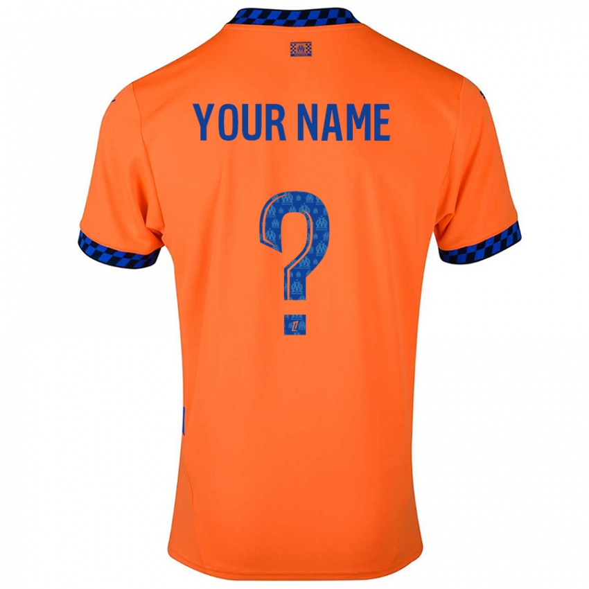 Kinderen Uw Naam #0 Oranje Donkerblauw Thuisshirt Derde Tenue 2024/25 T-Shirt België