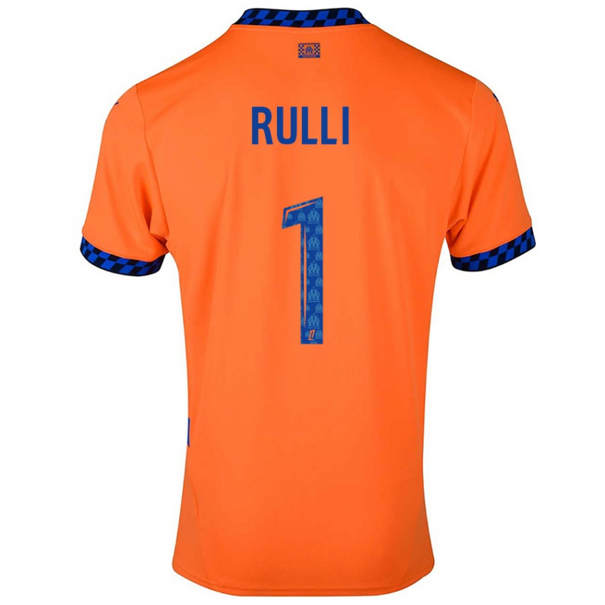 Enfant Maillot Gerónimo Rulli #1 Orange Bleu Foncé Troisieme 2024/25 T-Shirt Belgique