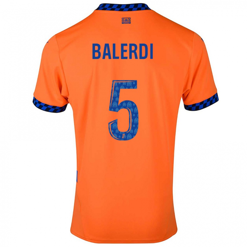 Enfant Maillot Leonardo Balerdi #5 Orange Bleu Foncé Troisieme 2024/25 T-Shirt Belgique