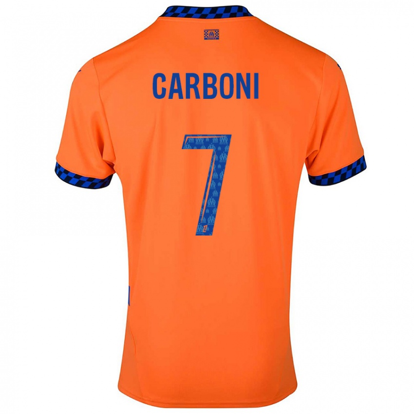 Enfant Maillot Valentín Carboni #7 Orange Bleu Foncé Troisieme 2024/25 T-Shirt Belgique