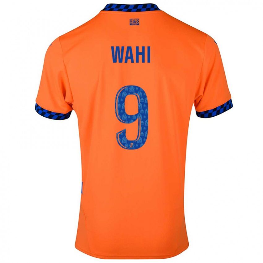 Enfant Maillot Elye Wahi #9 Orange Bleu Foncé Troisieme 2024/25 T-Shirt Belgique