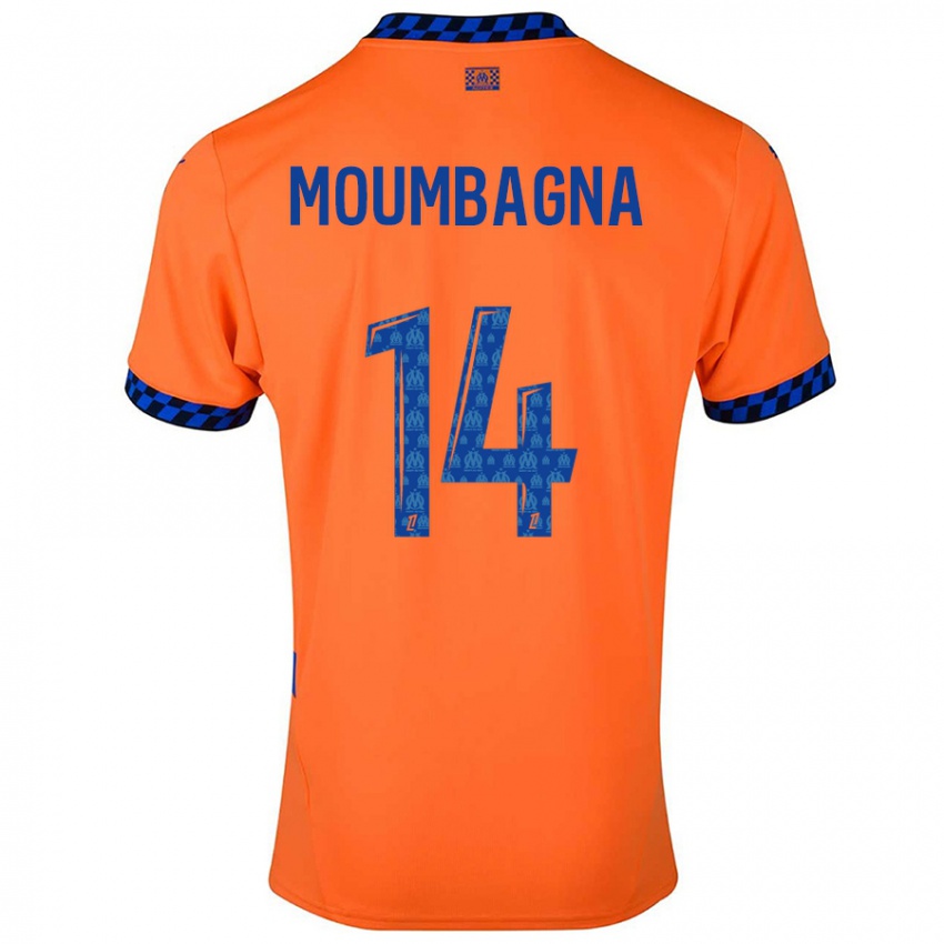 Enfant Maillot Faris Moumbagna #14 Orange Bleu Foncé Troisieme 2024/25 T-Shirt Belgique