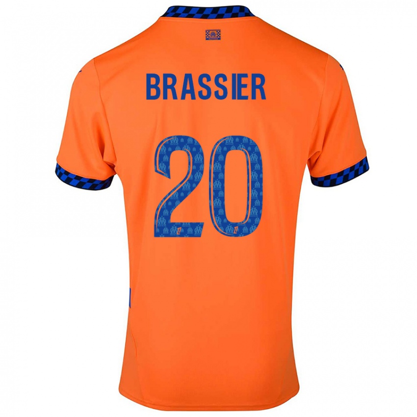 Enfant Maillot Lilian Brassier #20 Orange Bleu Foncé Troisieme 2024/25 T-Shirt Belgique