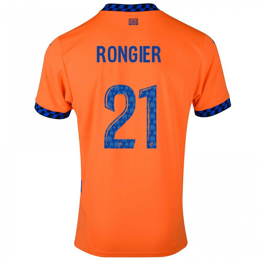 Enfant Maillot Valentin Rongier #21 Orange Bleu Foncé Troisieme 2024/25 T-Shirt Belgique