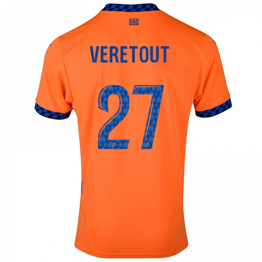 Enfant Maillot Jordan Veretout #27 Orange Bleu Foncé Troisieme 2024/25 T-Shirt Belgique