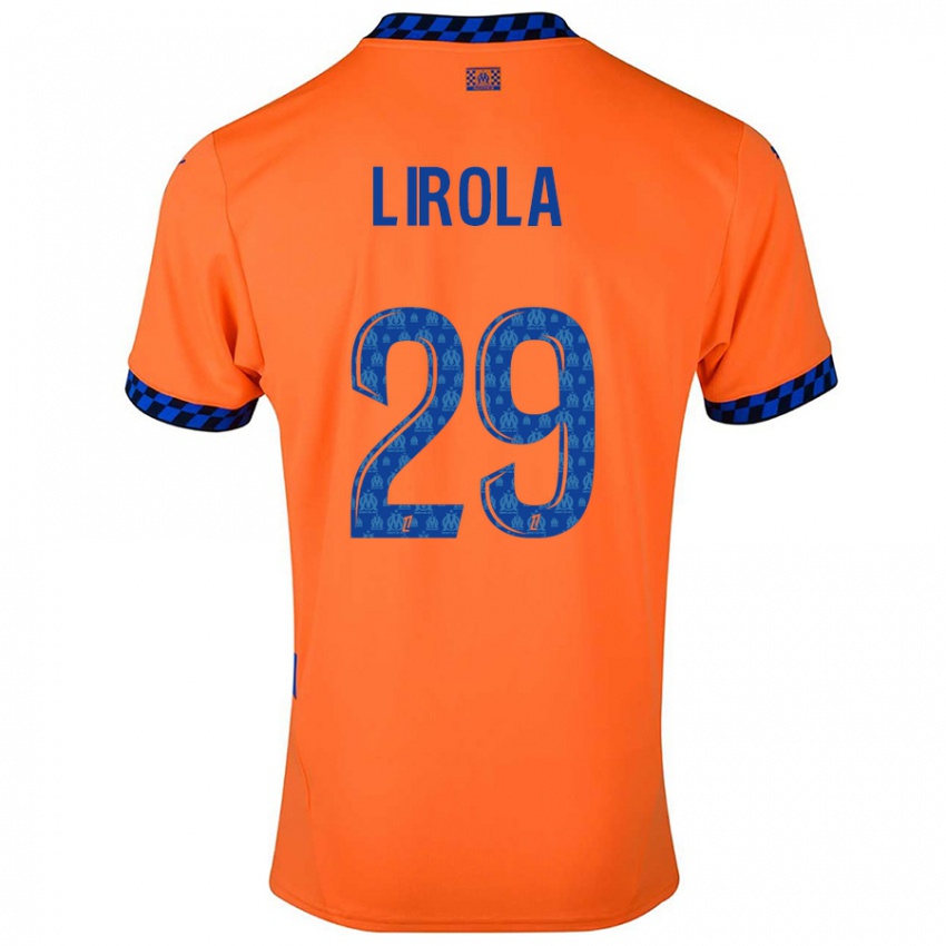 Enfant Maillot Pol Lirola #29 Orange Bleu Foncé Troisieme 2024/25 T-Shirt Belgique