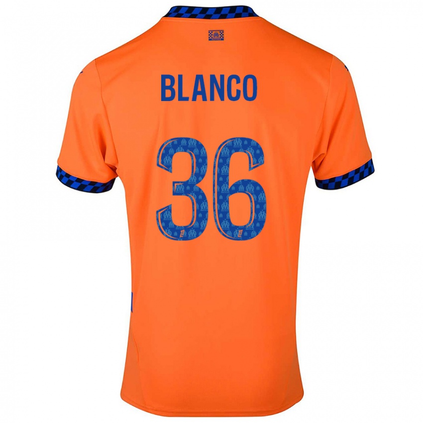 Enfant Maillot Ruben Blanco #36 Orange Bleu Foncé Troisieme 2024/25 T-Shirt Belgique