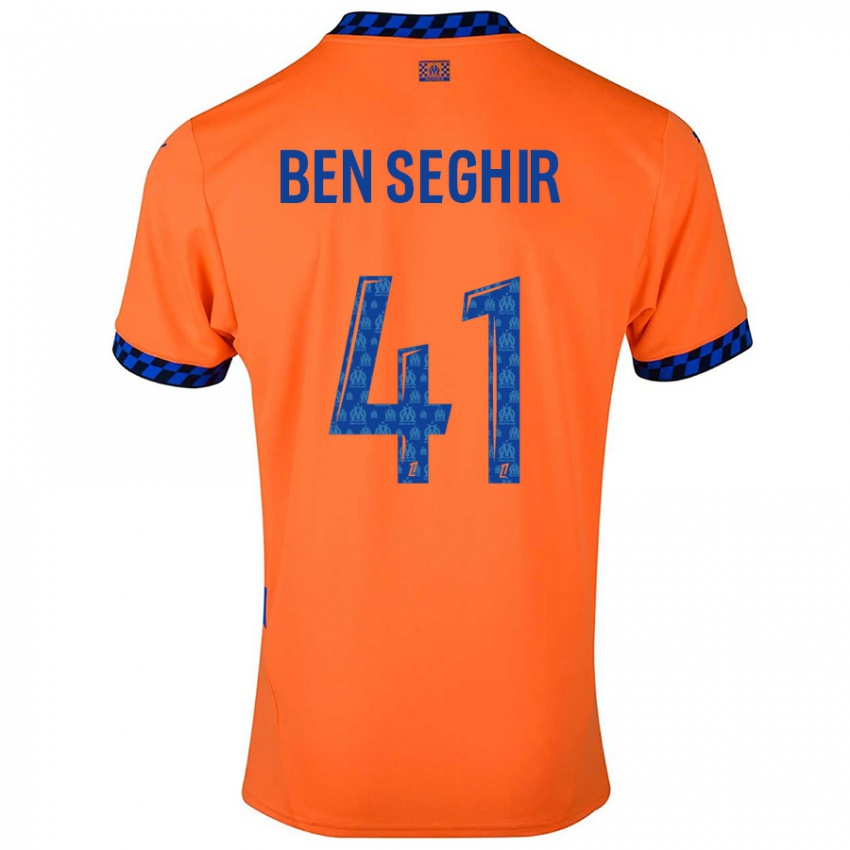 Enfant Maillot Salim Ben Seghir #41 Orange Bleu Foncé Troisieme 2024/25 T-Shirt Belgique