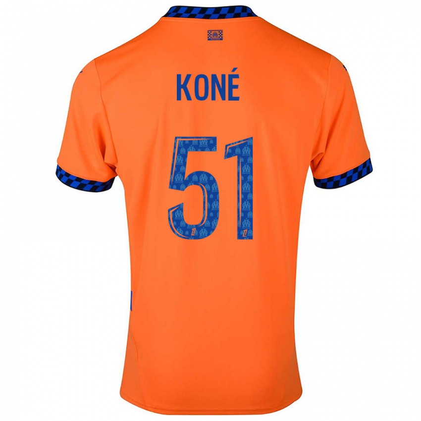 Enfant Maillot Ismaël Koné #51 Orange Bleu Foncé Troisieme 2024/25 T-Shirt Belgique