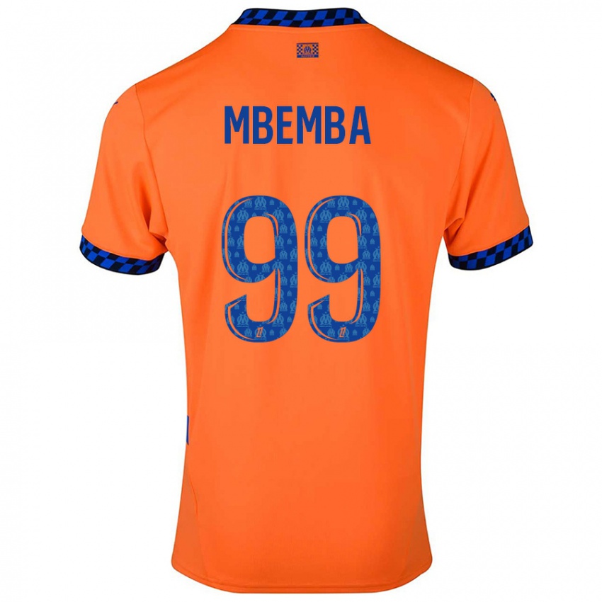 Enfant Maillot Chancel Mbemba #99 Orange Bleu Foncé Troisieme 2024/25 T-Shirt Belgique