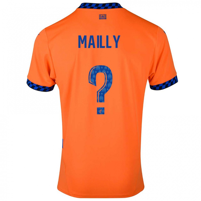 Enfant Maillot Evan Mailly #0 Orange Bleu Foncé Troisieme 2024/25 T-Shirt Belgique