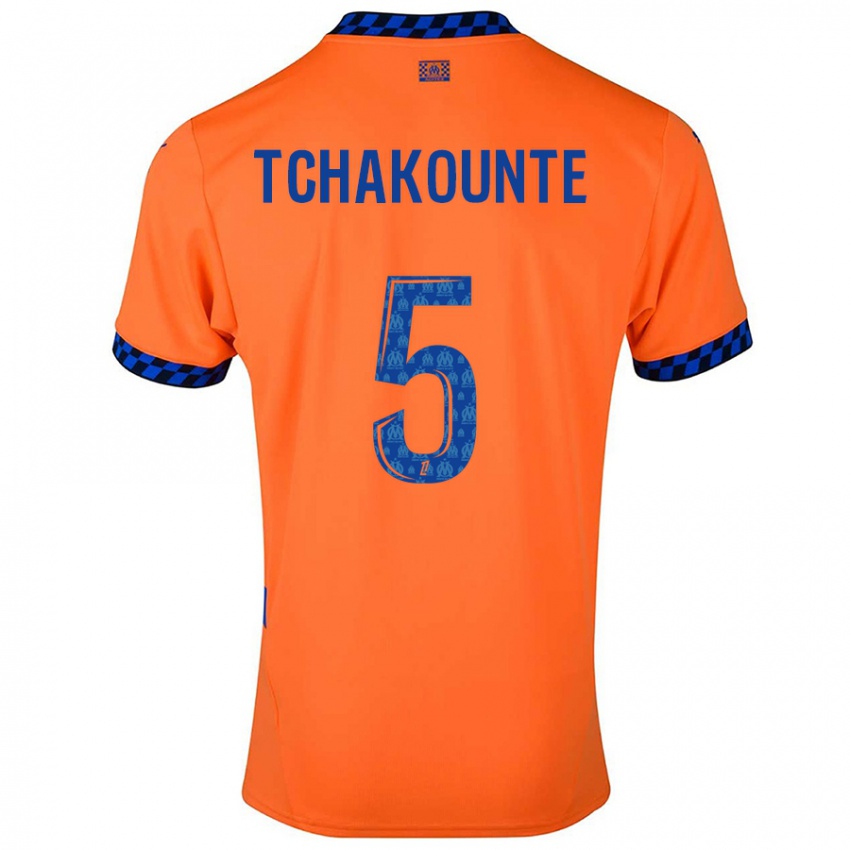 Enfant Maillot Annaëlle Tchakounté #5 Orange Bleu Foncé Troisieme 2024/25 T-Shirt Belgique