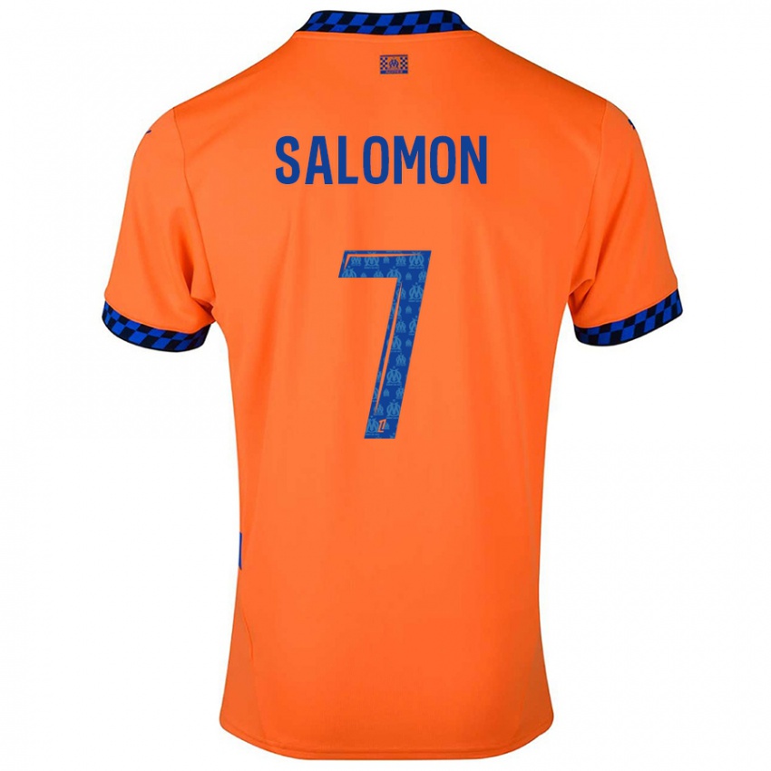 Enfant Maillot Maëva Salomon #7 Orange Bleu Foncé Troisieme 2024/25 T-Shirt Belgique