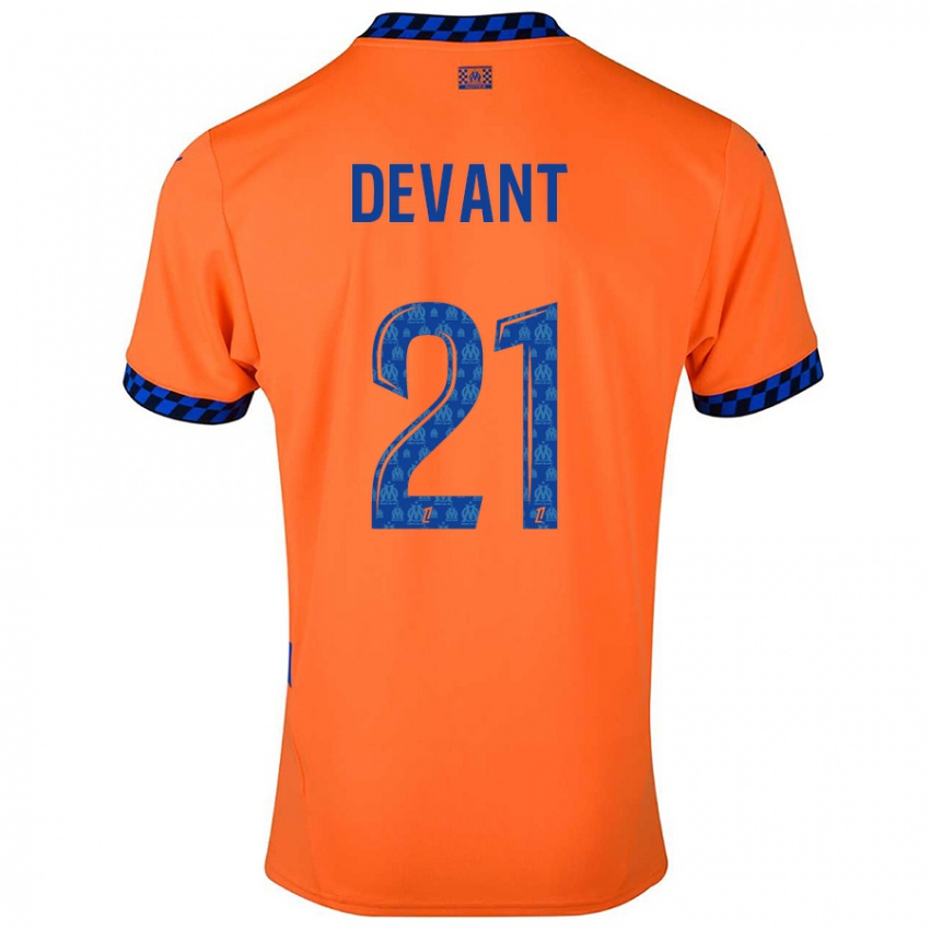 Enfant Maillot Caroline Devant #21 Orange Bleu Foncé Troisieme 2024/25 T-Shirt Belgique