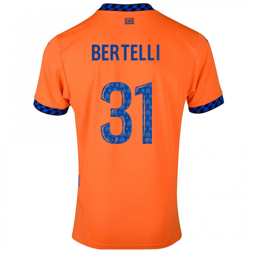 Enfant Maillot Ugo Bertelli #31 Orange Bleu Foncé Troisieme 2024/25 T-Shirt Belgique