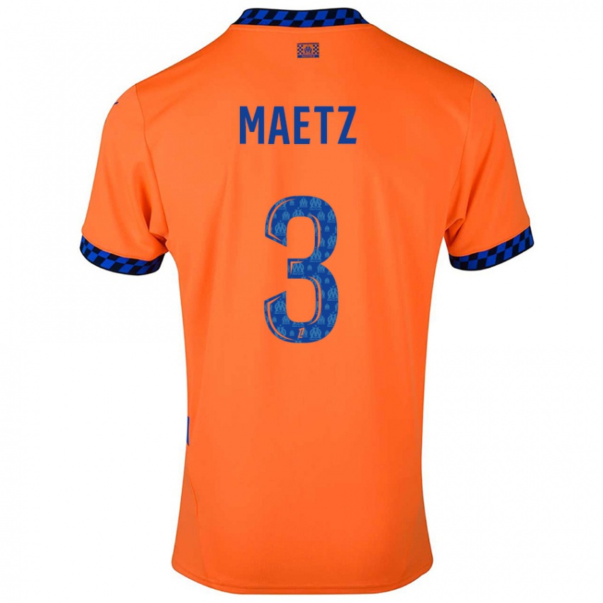 Enfant Maillot Agathe Maetz #3 Orange Bleu Foncé Troisieme 2024/25 T-Shirt Belgique