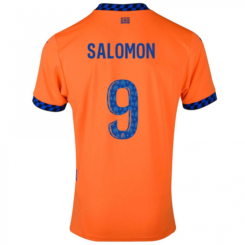 Enfant Maillot Maeva Salomon #9 Orange Bleu Foncé Troisieme 2024/25 T-Shirt Belgique