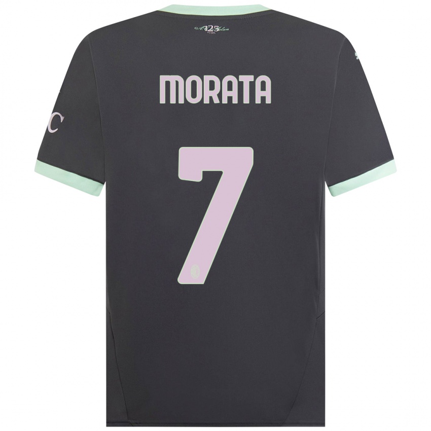 Kinderen Alvaro Morata #7 Grijs Thuisshirt Derde Tenue 2024/25 T-Shirt België