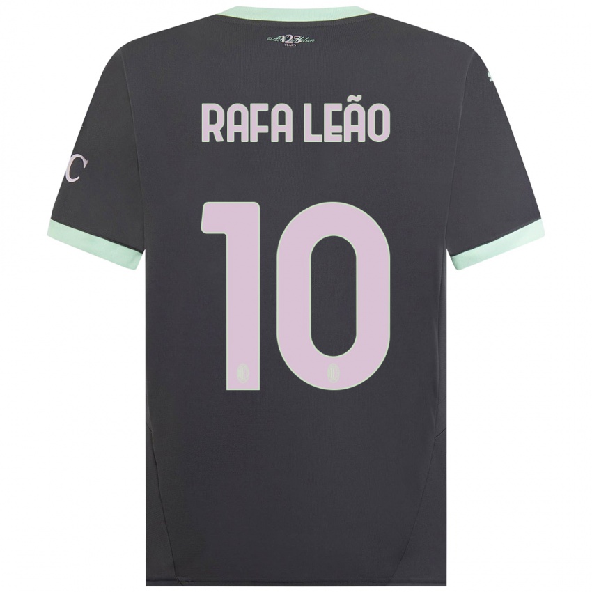 Kinderen Rafael Leao #10 Grijs Thuisshirt Derde Tenue 2024/25 T-Shirt België