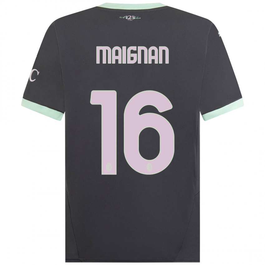 Kinderen Mike Maignan #16 Grijs Thuisshirt Derde Tenue 2024/25 T-Shirt België