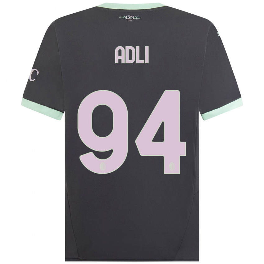 Kinderen Yacine Adli #94 Grijs Thuisshirt Derde Tenue 2024/25 T-Shirt België