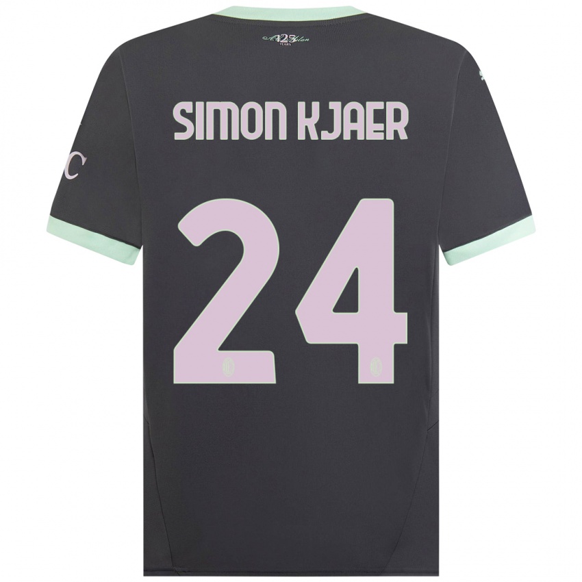 Kinder Simon Kjaer #24 Grau Ausweichtrikot Trikot 2024/25 T-Shirt Belgien