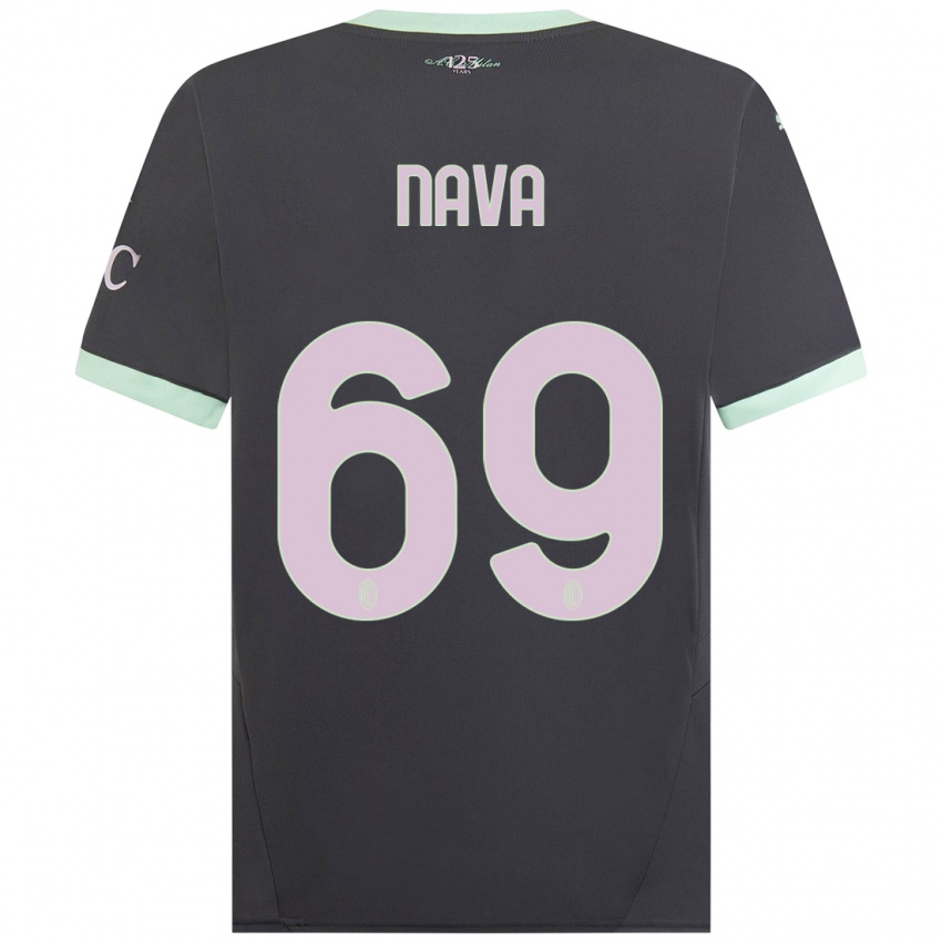 Kinderen Lapo Nava #69 Grijs Thuisshirt Derde Tenue 2024/25 T-Shirt België