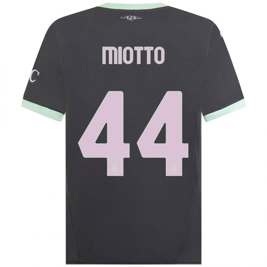 Kinderen Giorgia Miotto #44 Grijs Thuisshirt Derde Tenue 2024/25 T-Shirt België