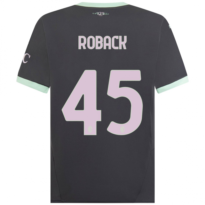 Kinderen Emil Roback #45 Grijs Thuisshirt Derde Tenue 2024/25 T-Shirt België